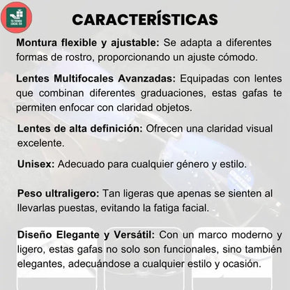 X2 GAFAS MULTIFOCALES INTELIGENTES TR90 CON ZOOM AUTIMATICO, PROTECIÓN DE LUZ AZUL Y EFECTO FOTOCROMÁTICO +2.5 +2.0 +1.5