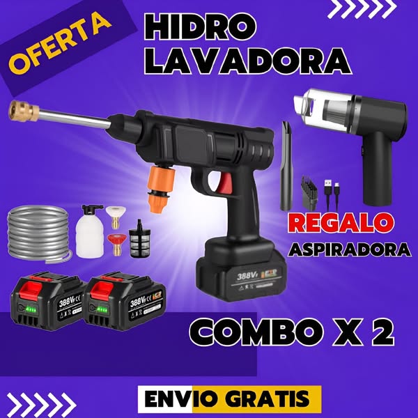 Hidrolavadora Portátil 2 Baterías-Gratis Mini Aspiradora Portátil ✅