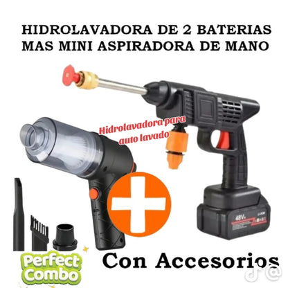 Hidrolavadora Portátil 2 Baterías-Gratis Mini Aspiradora Portátil ✅